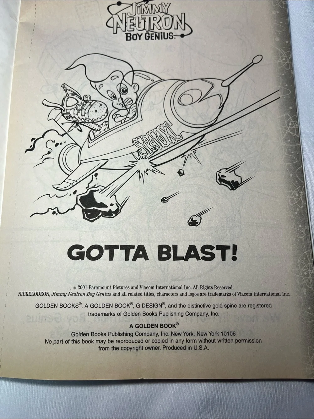 Vintage 2001 Jimmy Neutron “Blast Off” Coloring & Glow In The Dark Sticker Book